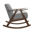 Tim 37 Inch Rocking Armchair- Gray Polyester- Walnut Brown Solid Wood