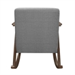 Tim 37 Inch Rocking Armchair- Gray Polyester- Walnut Brown Solid Wood