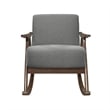 Tim 37 Inch Rocking Armchair- Gray Polyester- Walnut Brown Solid Wood