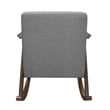 Tim 37 Inch Rocking Armchair- Gray Polyester- Walnut Brown Solid Wood