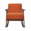 Tim 37 Inch Rocking Armchair- Orange Polyester- Walnut Brown Solid Wood