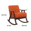 Tim 37 Inch Rocking Armchair- Orange Polyester- Walnut Brown Solid Wood