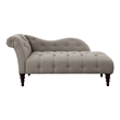 Selena 66 Inch Chaise Lounger- Tufted Beige Polyester- Brown Solid Wood