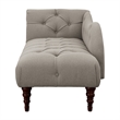 Selena 66 Inch Chaise Lounger- Tufted Beige Polyester- Brown Solid Wood