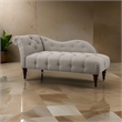 Selena 66 Inch Chaise Lounger- Tufted Beige Polyester- Brown Solid Wood