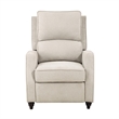 Isac 37 Inch Push Back Recliner Chair- Beige Polyester- Brown Solid Wood