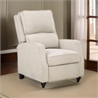 Isac 37 Inch Push Back Recliner Chair- Beige Polyester- Brown Solid Wood