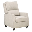 Isac 37 Inch Push Back Recliner Chair- Beige Polyester- Brown Solid Wood