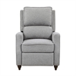 Isac 37 Inch Push Back Recliner Chair- Gray Polyester- Brown Solid Wood