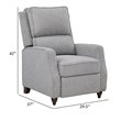 Isac 37 Inch Push Back Recliner Chair- Gray Polyester- Brown Solid Wood