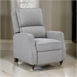 Isac 37 Inch Push Back Recliner Chair- Gray Polyester- Brown Solid Wood