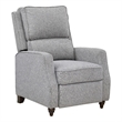 Isac 37 Inch Push Back Recliner Chair- Gray Polyester- Brown Solid Wood