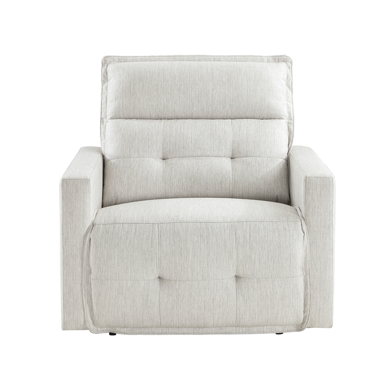Nida 40 Inch Power Recliner Chair- Adjustable Headrest- White Polyester