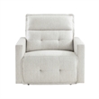 Nida 40 Inch Power Recliner Chair- Adjustable Headrest- White Polyester