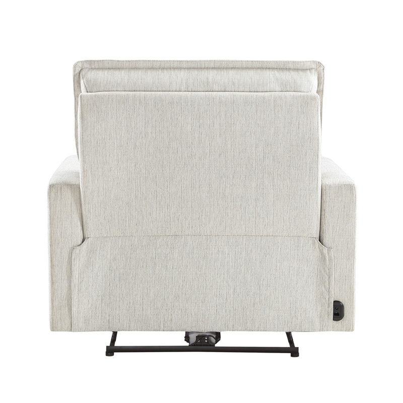 Nida 40 Inch Power Recliner Chair- Adjustable Headrest- White Polyester