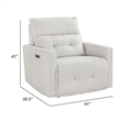 Nida 40 Inch Power Recliner Chair- Adjustable Headrest- White Polyester