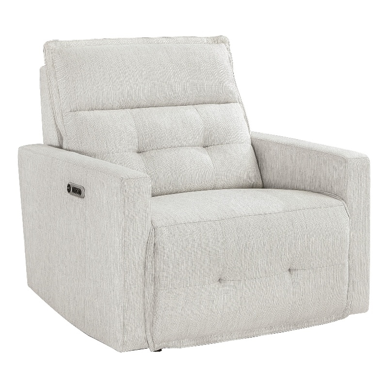 Nida 40 Inch Power Recliner Chair- Adjustable Headrest- White Polyester