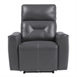 Well 39 Inch Power Recliner Chair- Dark Gray Faux Leather- Solid Wood