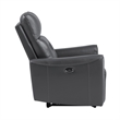 Well 39 Inch Power Recliner Chair- Dark Gray Faux Leather- Solid Wood