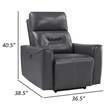 Well 39 Inch Power Recliner Chair- Dark Gray Faux Leather- Solid Wood