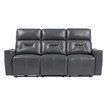 Well 82 Inch Power Double Recliner Sofa- Dark Gray Faux Leather- Wood