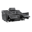 Well 82 Inch Power Double Recliner Sofa- Dark Gray Faux Leather- Wood