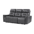 Well 82 Inch Power Double Recliner Sofa- Dark Gray Faux Leather- Wood
