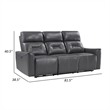 Well 82 Inch Power Double Recliner Sofa- Dark Gray Faux Leather- Wood