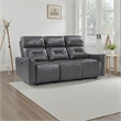 Well 82 Inch Power Double Recliner Sofa- Dark Gray Faux Leather- Wood