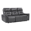 Well 82 Inch Power Double Recliner Sofa- Dark Gray Faux Leather- Wood