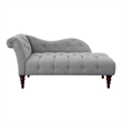 Selena 66 Inch Chaise Lounger- Tufted Gray Polyester- Brown Solid Wood