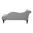 Selena 66 Inch Chaise Lounger- Tufted Gray Polyester- Brown Solid Wood