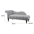 Selena 66 Inch Chaise Lounger- Tufted Gray Polyester- Brown Solid Wood