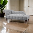 Selena 66 Inch Chaise Lounger- Tufted Gray Polyester- Brown Solid Wood