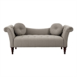 Ria 75 Inch Settee Chaise- 2 Pillows- Beige Polyester- Brown Solid Wood