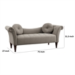 Ria 75 Inch Settee Chaise- 2 Pillows- Beige Polyester- Brown Solid Wood