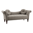 Ria 75 Inch Settee Chaise- 2 Pillows- Beige Polyester- Brown Solid Wood