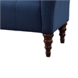 Ria 75 Inch Settee Chaise- 2 Pillows- Blue Polyester- Brown Solid Wood
