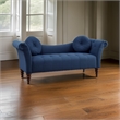 Ria 75 Inch Settee Chaise- 2 Pillows- Blue Polyester- Brown Solid Wood