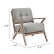 Edra 33 Inch Accent Armchair- Wood Frame- Light Gray Polyester Cushions
