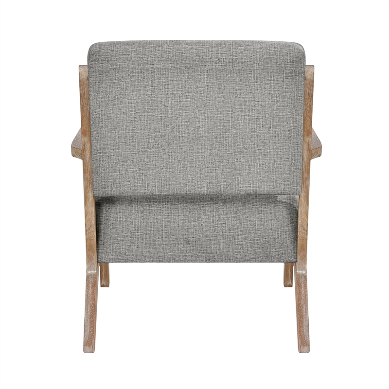 Edra 33 Inch Accent Armchair- Wood Frame- Light Gray Polyester Cushions