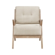 Edra 33 Inch Accent Armchair- Rubberwood Frame- Cushioned Beige Polyester