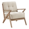 Edra 33 Inch Accent Armchair- Rubberwood Frame- Cushioned Beige Polyester