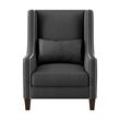 33 Inch Accent Armchair- High Back- Loose Cushions- 1 Lumbar Pillow- Gray