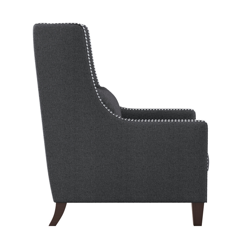 33 Inch Accent Armchair- High Back- Loose Cushions- 1 Lumbar Pillow- Gray