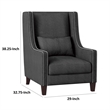 33 Inch Accent Armchair- High Back- Loose Cushions- 1 Lumbar Pillow- Gray