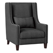 33 Inch Accent Armchair- High Back- Loose Cushions- 1 Lumbar Pillow- Gray