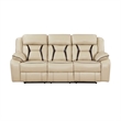 Millie 86 Inch Power Dual Recliner Sofa- Cushioned Beige Faux Leather