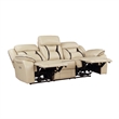 Millie 86 Inch Power Dual Recliner Sofa- Cushioned Beige Faux Leather