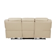 Millie 86 Inch Power Dual Recliner Sofa- Cushioned Beige Faux Leather